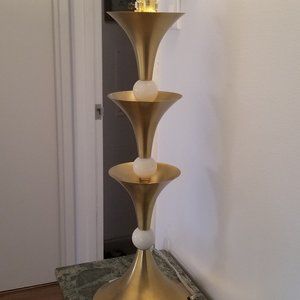 LAMPE VINTAGE, BRONZE ET VERRE